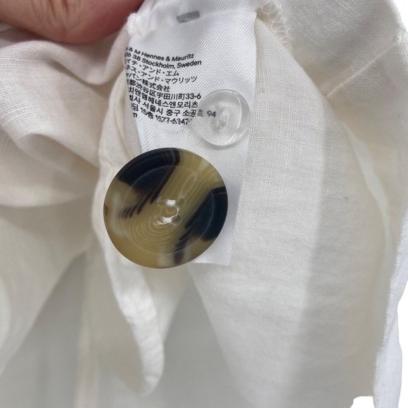 H&M Linen Blend High Rise Paper Bag Waist Shorts Cream Size 6 NWT - Picture 11 of 11